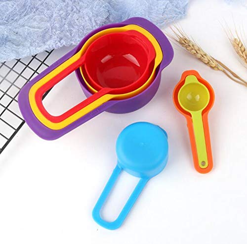 Pack of 6 Rainbow Measuring Cups and Spoons Set - High Quality Measuring Tools for Baking and Cooking - Measuring in Grams and Milliliters