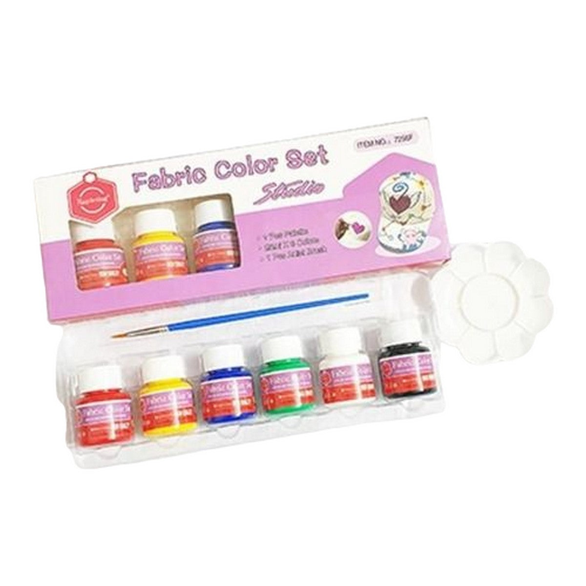 Keep Smiling Fabric Paint Set (6 Colors x 25ml) with Color Palette for Textile Art and DIY Projects