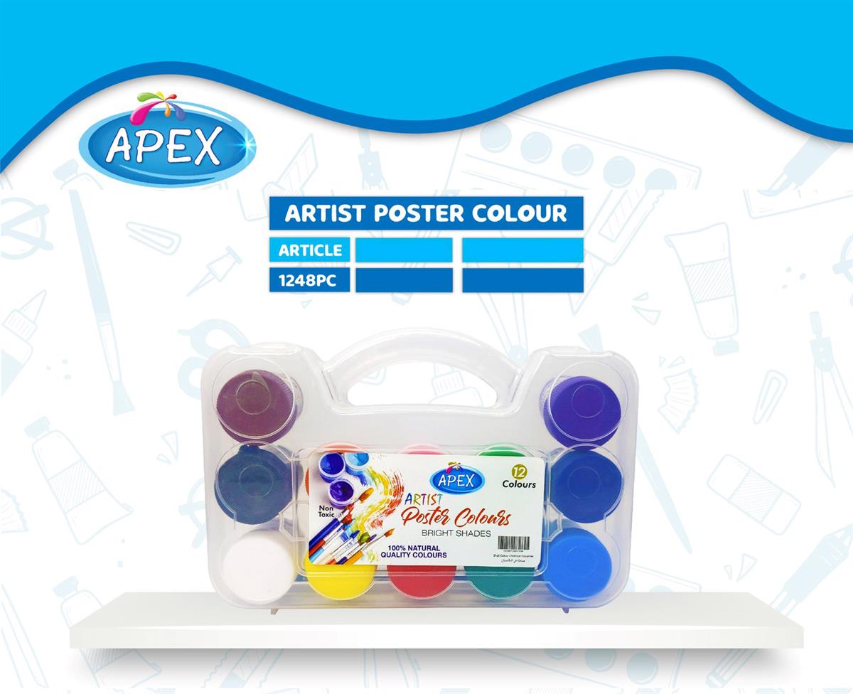 12-Colors Washable Poster Paint Set with Brush and Storage Case