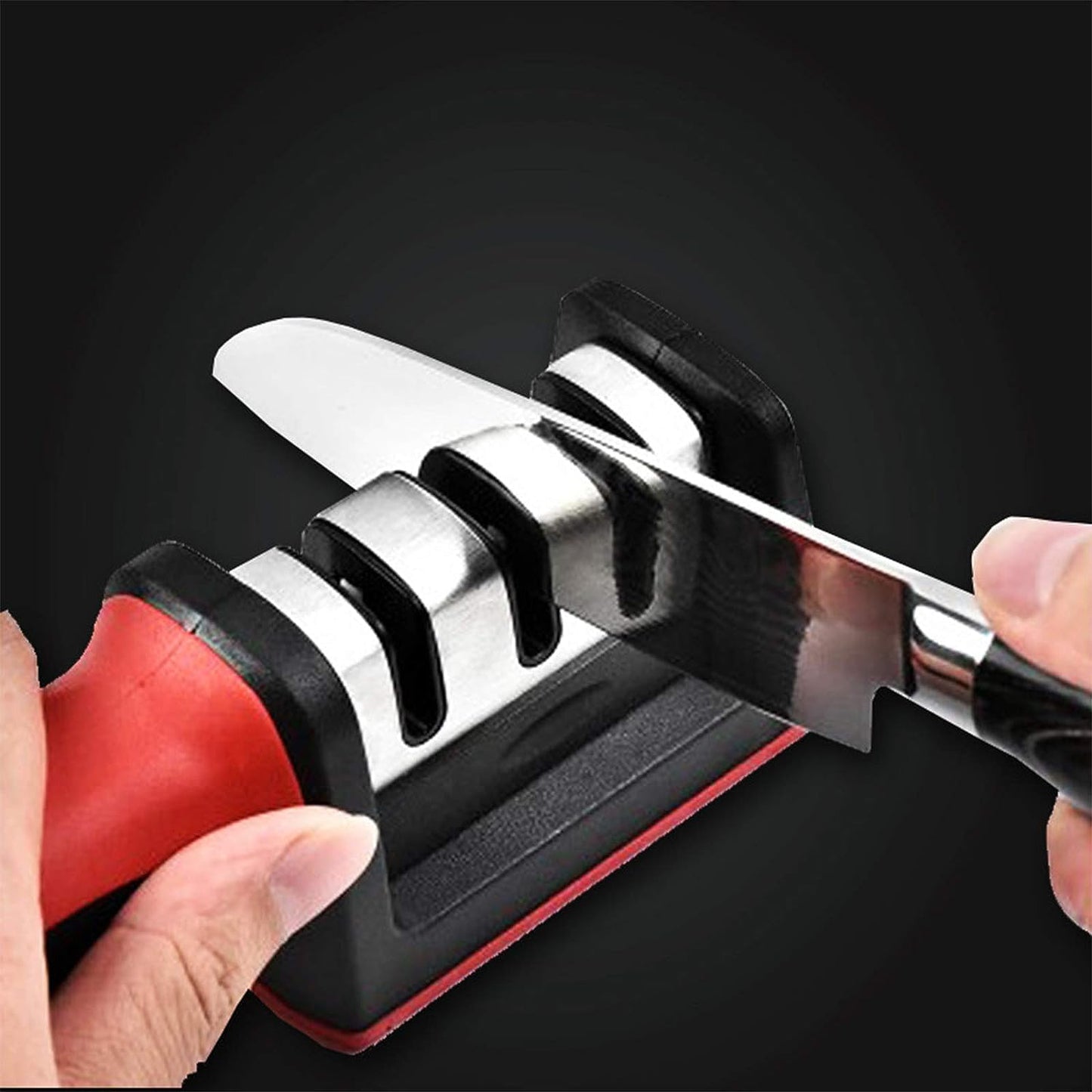 Advanced Manual 3 Stage 3 Slot Kitchen Knife Sharpener Tool Kit- Self Knives Shaping - Upgraded Knife Sharpener ,Hand Tool- Ceramic Stone  Repair Grinder