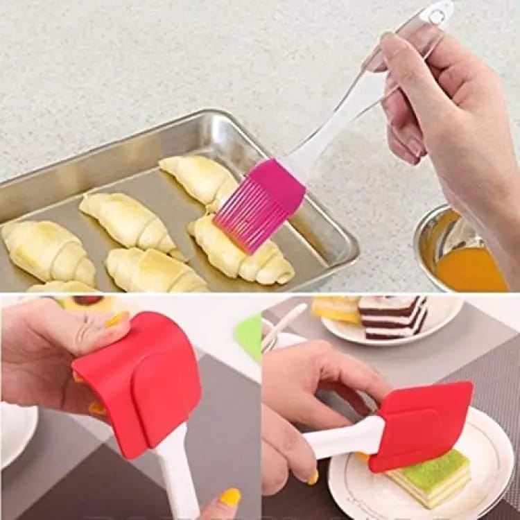 Pack of 2 Silicon Spatula Oil Brushes - Transparent  Acrylic Handle for Cooking & Baking