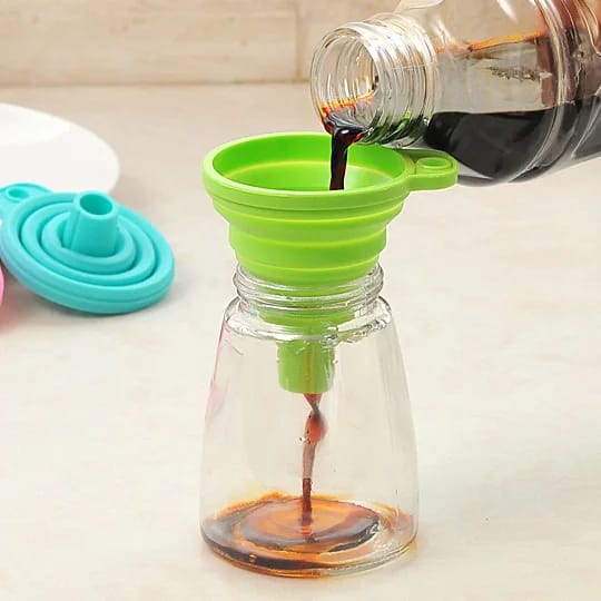 1 Pcs Foldable Silicon Funnel - Portable Mini Collapsible Kitchen Funnel for Easy Storage and Use