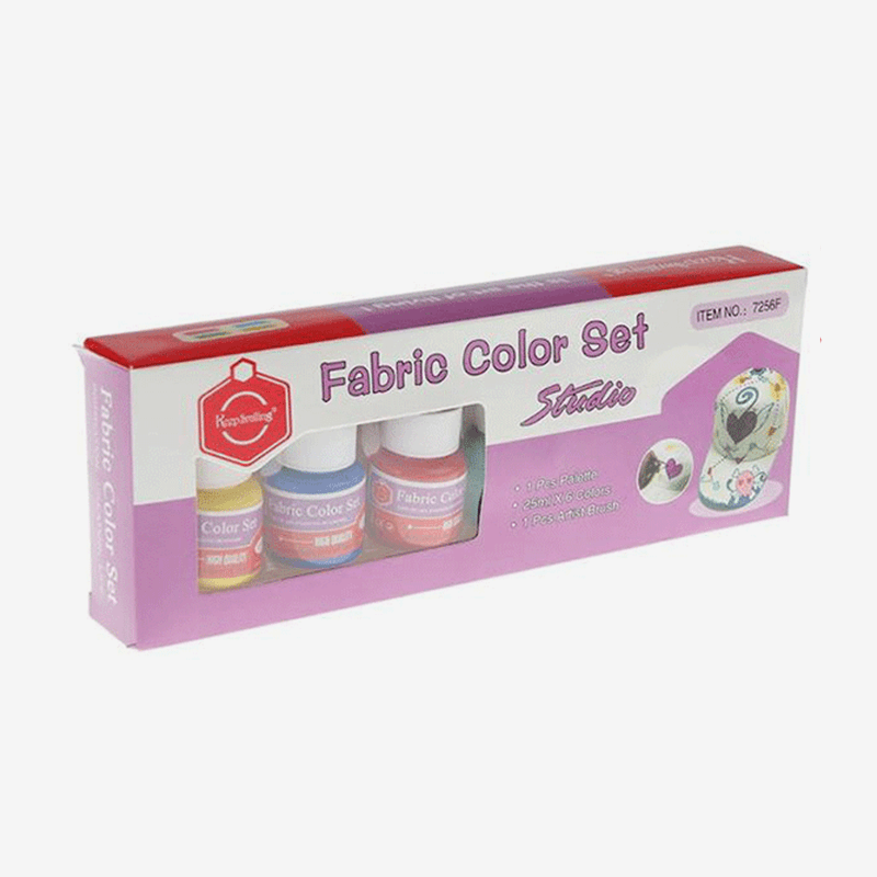 Keep Smiling Fabric Paint Set (6 Colors x 25ml) with Color Palette for Textile Art and DIY Projects