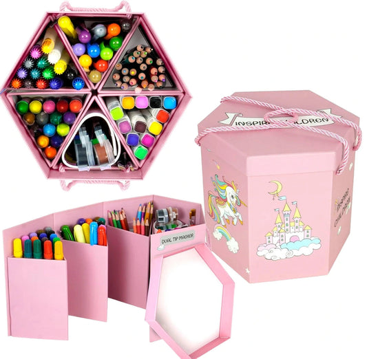 83-Piece Children’s Deluxe Art Drawing Set with Acrylic Markers, Washable Markers, Oil Pastel Pencils & Dazzle Color Sticks - Art and Craft Supplies for Kids