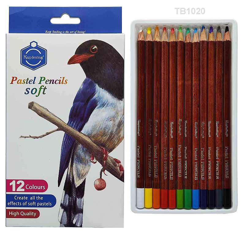 Pack of 12 Soft Pastel Color Pencils for Sketching, Drawing, and Effects.